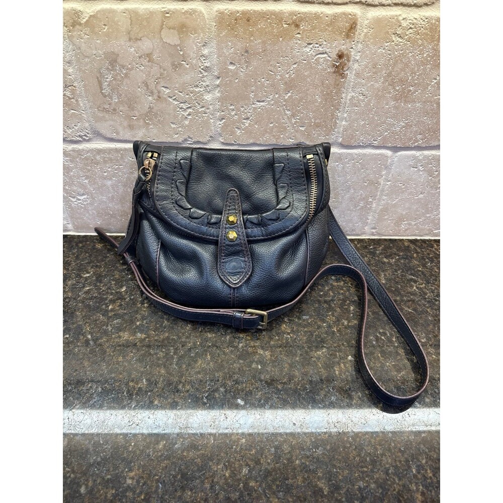 FIRM Vintage Oryany Flap Hobo Crossbody Purse Chocolate Brown Pebbled Leather